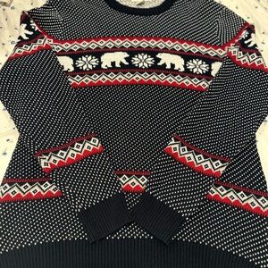 NWOT Aspen Sweater XL Dark Blue Fair Isle Polar Bear snowflake Pullover Sweater